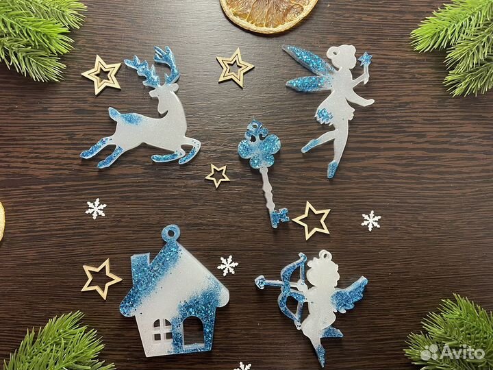 Елочные игрушки из эпоксидной смолы