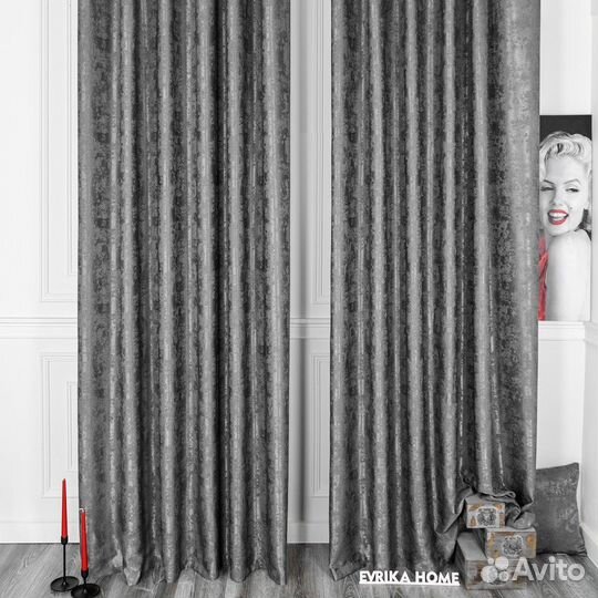 Портьеры мрамор Зарина Темно-серый шторы