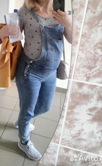 Комбинезон джинсовый для беременных + 2 футболки