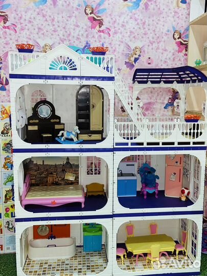 Домик для барби с мебелью