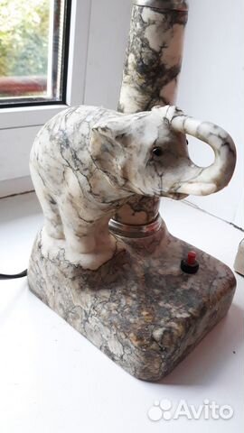 Настольная лампа, Слон, мрамор,редкость