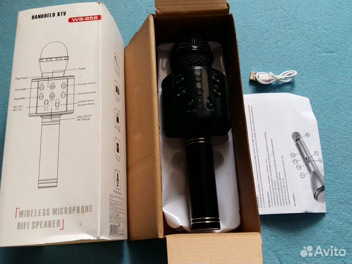 Караоке Микрофон-Колонка Bluetooth, USB, FM-Радио