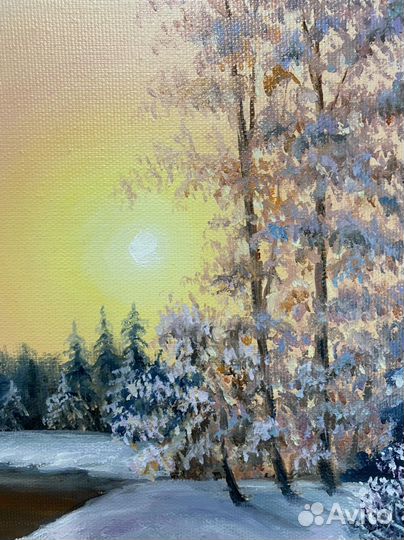 Зимний пейзаж картина маслом