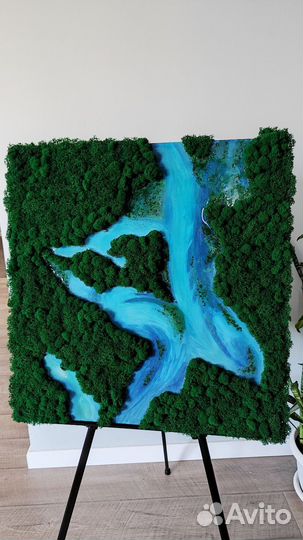 Интерьерное панно стабилизированный мох