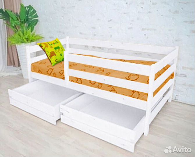 Кроватка от 2х лет высокий борт берёза софа эко