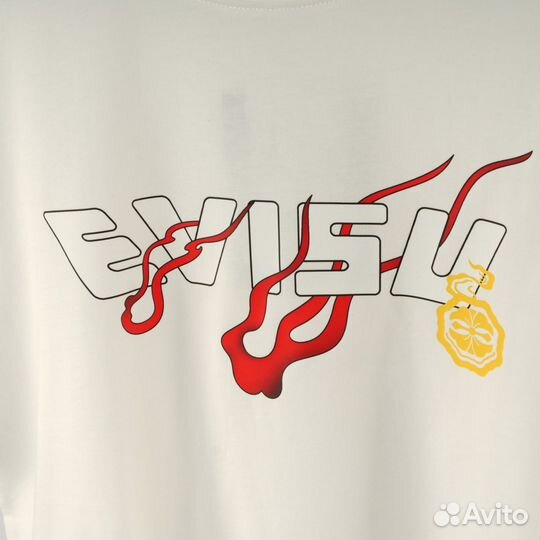 Футболка evisu белая оверсайз