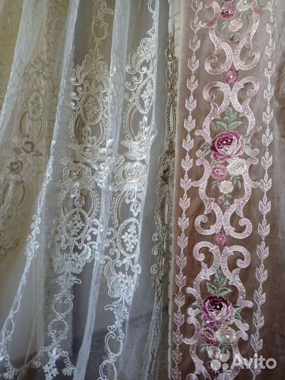 Шторы шелковый бархат 3,00х2.75, вышивка шелк, swa