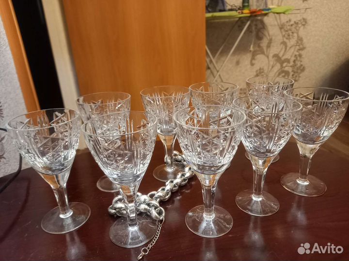 Бокалы для вина хрусталь 9 штук
