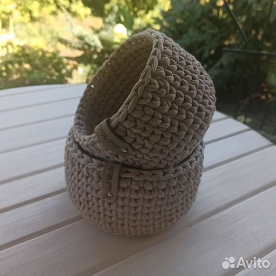 Вязанные корзинки ручной работы
