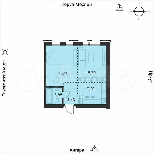 1-к. квартира, 44,9 м², 17/19 эт.