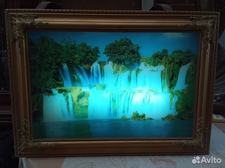 Картина водопад, с подсветкой и музыкой