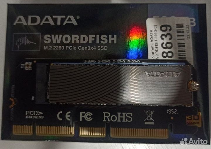 500 гб SSD M.2 накопитель adata Swordfish