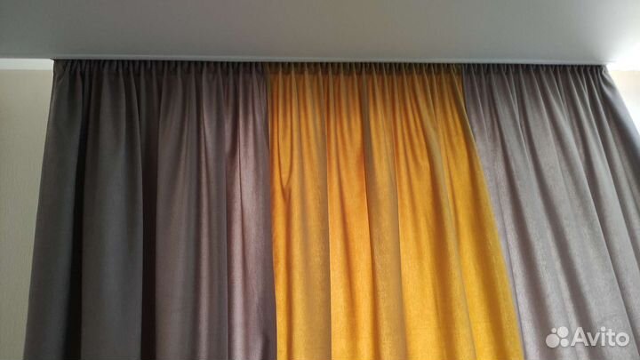 Шторы двухцветные канвас блэкаут на карниз 3м