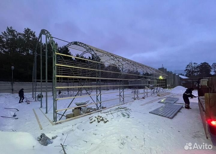 Каркас прямостенного ангара без посредников