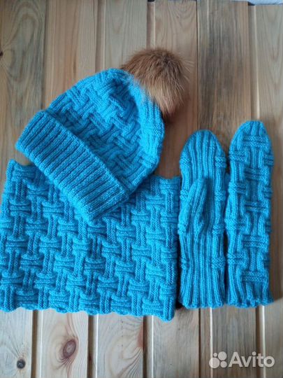 Шапка+снуд+варежки