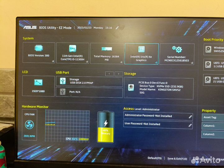 Asus VivoBook Pro 16 N7400PC мат плата и акб
