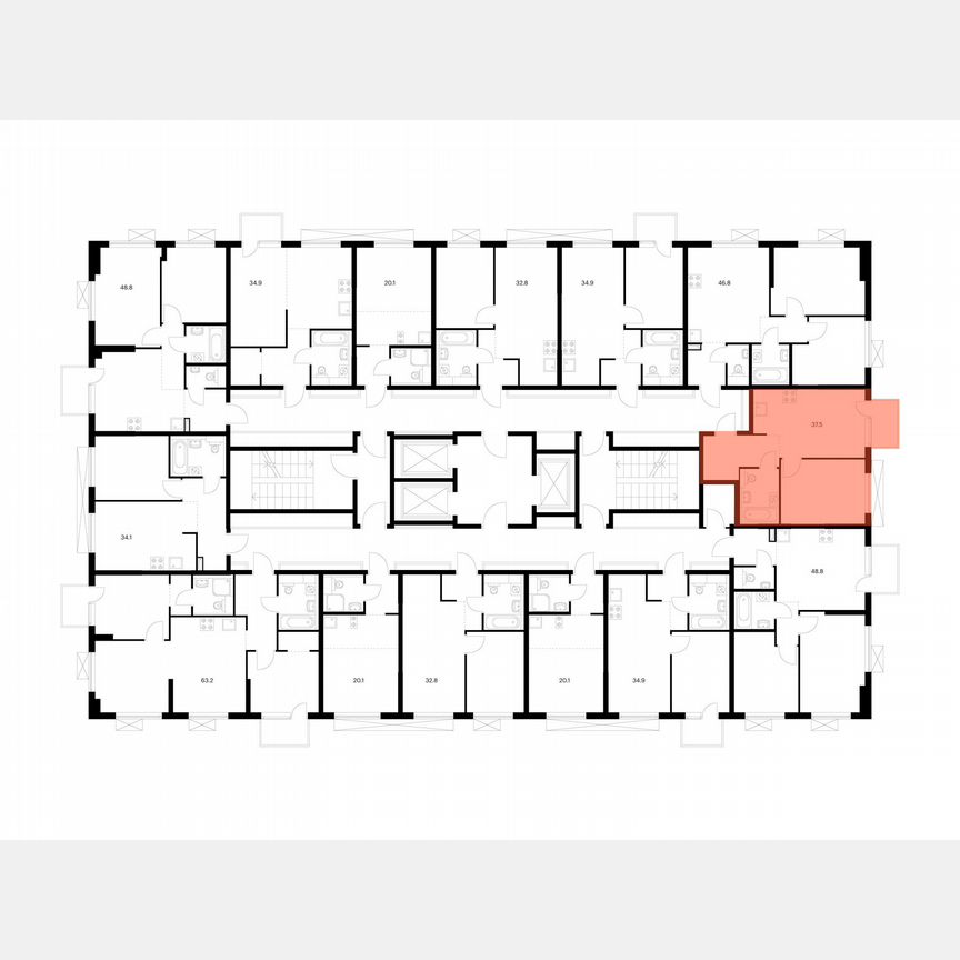1-к. апартаменты, 37,5 м², 8/24 эт.