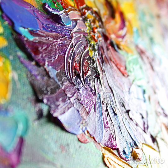 Картина цветы маслом на холсте Ирисы