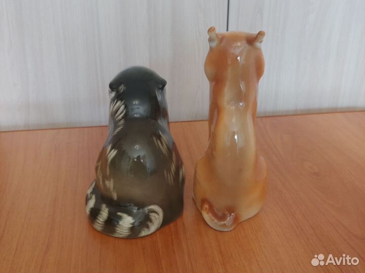 Фарфоровые статуэтки лфз рысь кот
