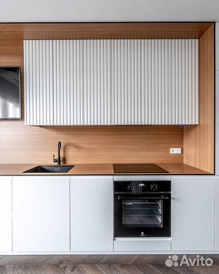 Кухня на заказ Фасады эмаль с 3D фрезеровкой