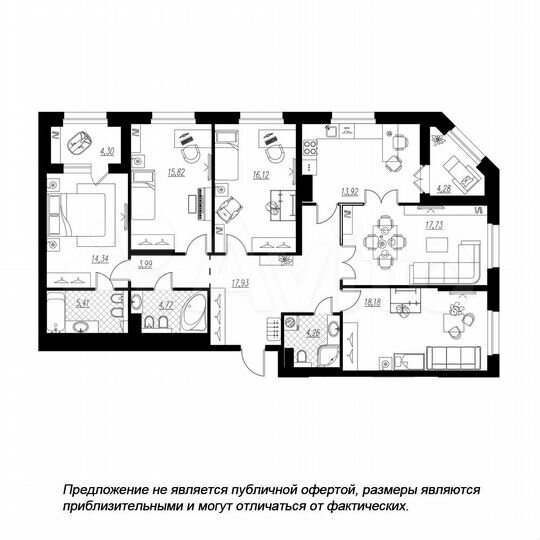 5-к. квартира, 138 м², 3/9 эт.