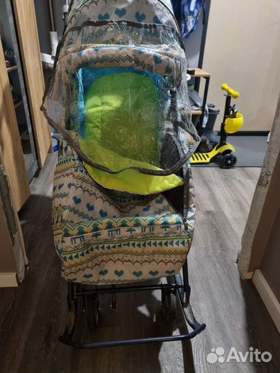 Санки коляска с колёсами ника умка