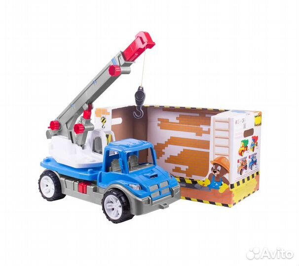 Игрушка машина автокран в подарочной упаковке, син