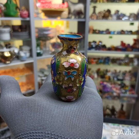 Винтажная Мини Ваза Клуазоне Старый Китай Ретро