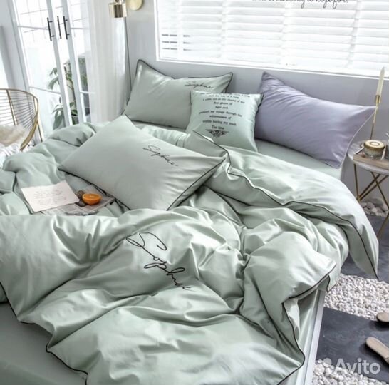 Белье постельное однотонное евро размер