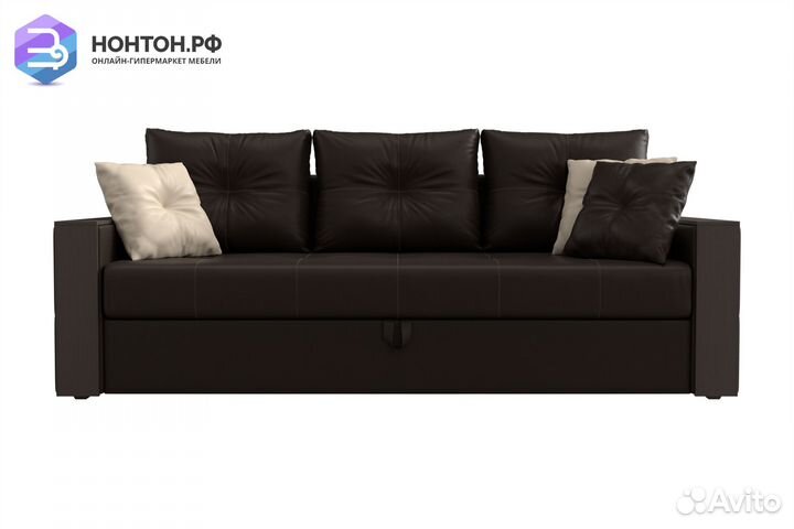 Диван еврокнижка Валенсия экокожа коричневая