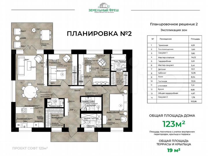 Дом 123 м² на участке 5,1 сот.