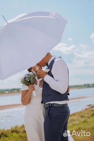 Зонт-трость свадебный (белый)