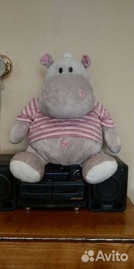 Мягкая игрушка бегемот в тельняшке 50 см