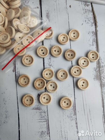 Пуговицы деревянные декоративные для шитья 50 шт