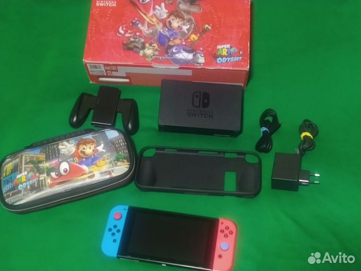 Nintendo Switch чип 128gb, прошитая+чехол