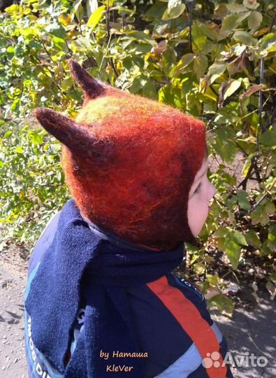 Шапка-лисичка натуральная шерсть