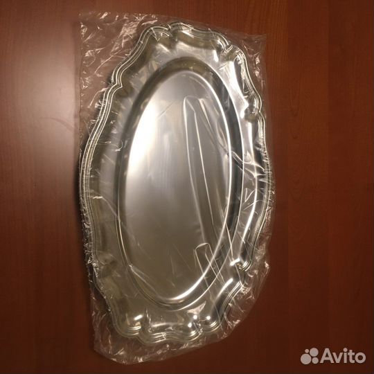 2 овальных подноса из нержавейки