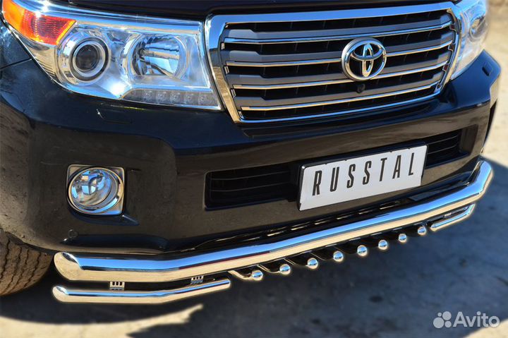 Toyota lс 200 2012- Защита переднего бампера+зубы