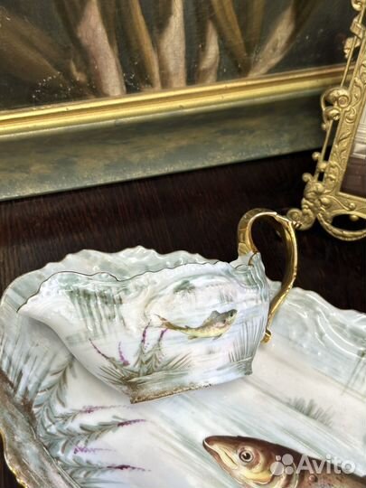 Антикварное блюдо и соусник Limoges