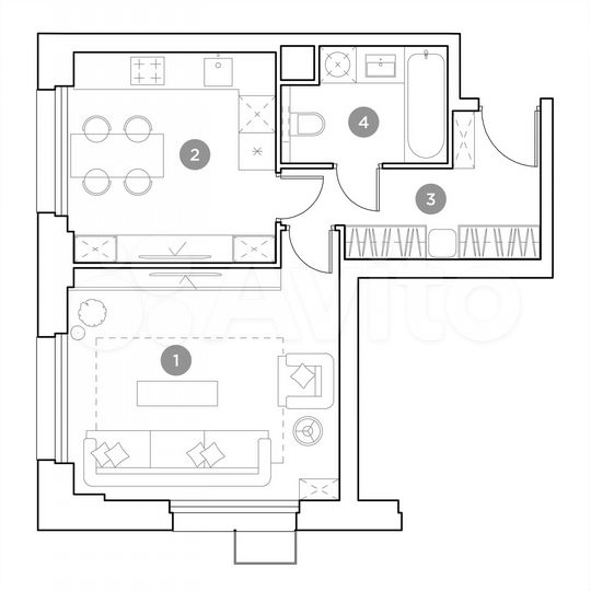 1-к. квартира, 40 м², 2/25 эт.