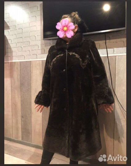 Шуба мутон с норкой