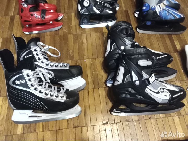 Коньки хоккейные, прогулочные, фигурные