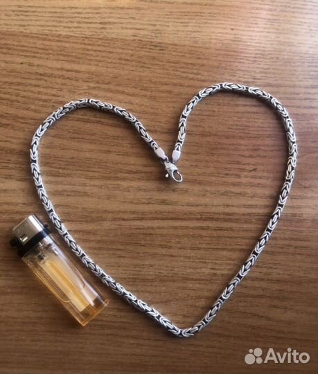 Серебряная цепь лисий хвост ручной работы