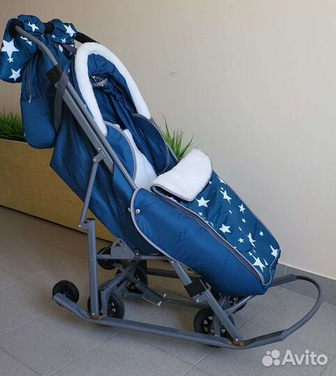 Детские санки коляска с колесами
