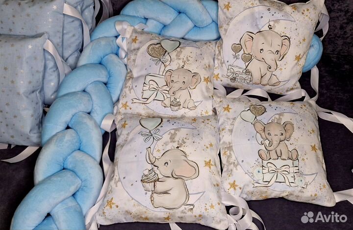 Бортики в детскую кроватку новые и косичка