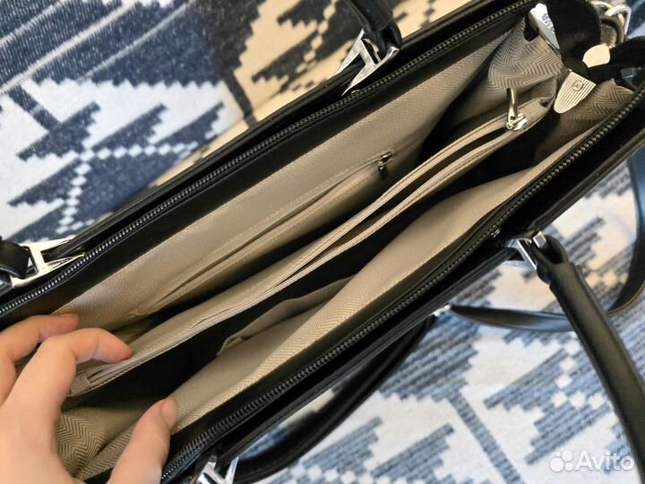 Сумка женская через плечо тоут черная, экокожа