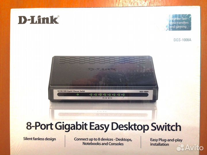 Коммутатор D-Link D-1008A 1 Гб; 8 портов