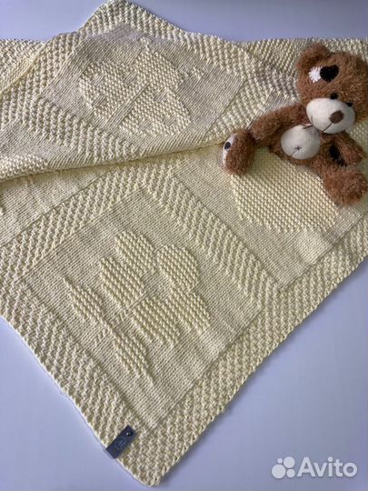 Пледы детские вязаные спицами (цвета в ассортим)