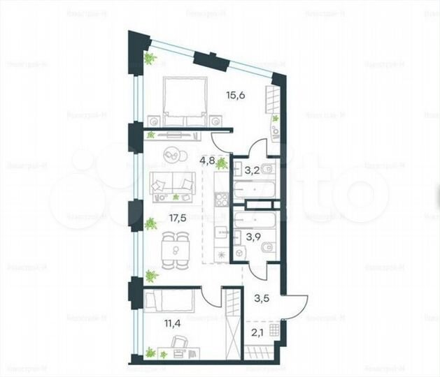 3-к. квартира, 61,9 м², 20/27 эт.