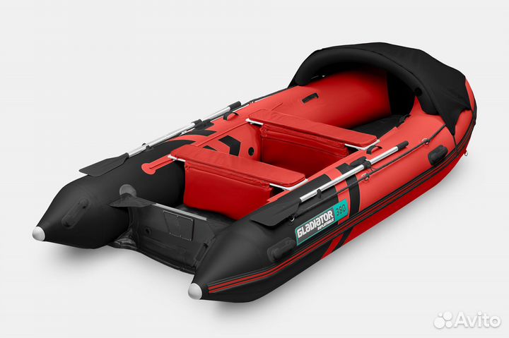 Лодка Gladiator E380PRO Красно-черная